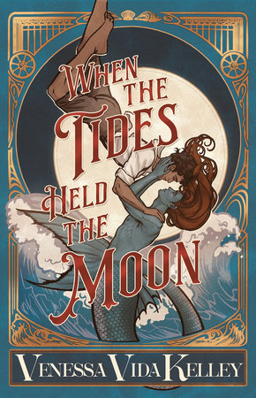 Book cover of 'When the Tides Held the Moon' by Vanessa Vida Kelley with a stylized illustration of a woman and moon.