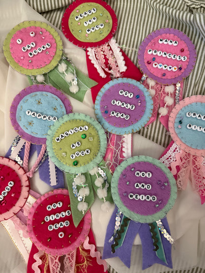 felt ribbons on striped background
