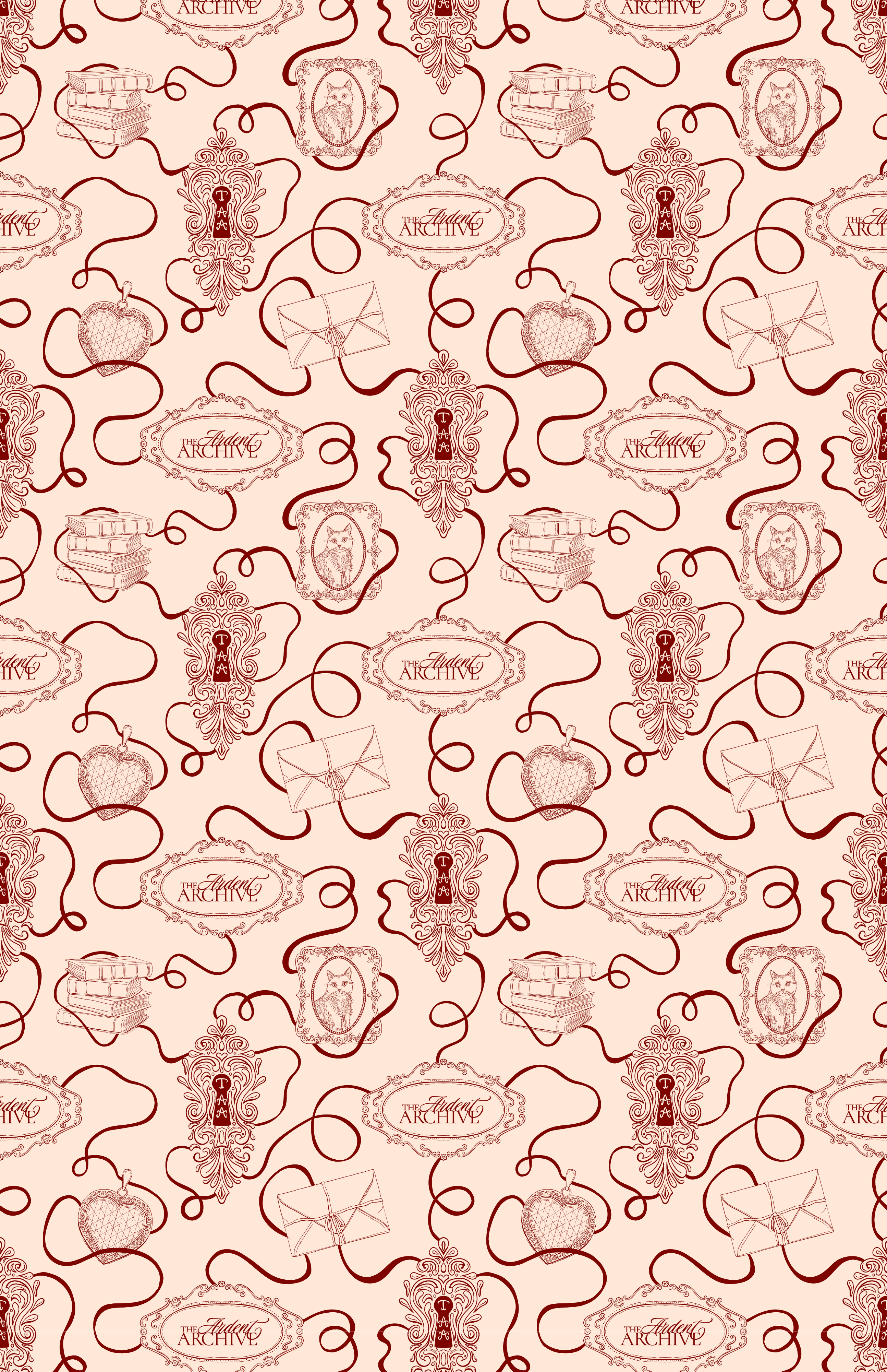 Patterned design with red and beige elements on a white background