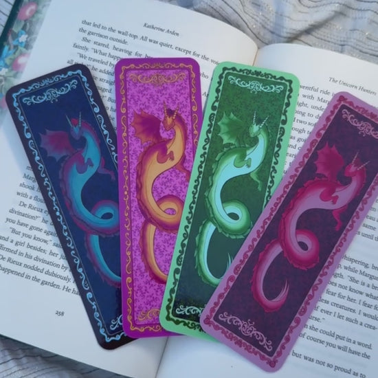 video of dragon bookmarks on book